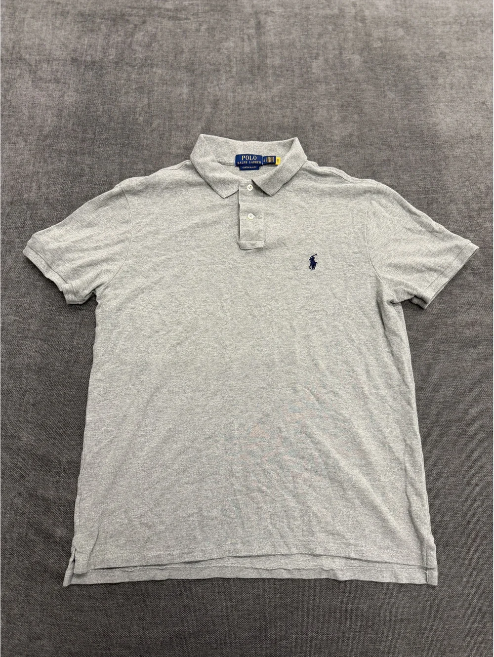 Polo Ralph Lauren Custom Slim Fit Gray Polo Shirt, Size Large